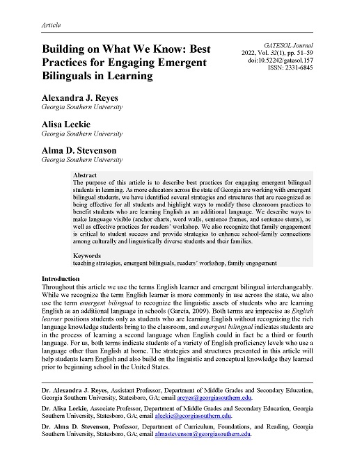 Building on What We Know (Reyes et al., 2022)