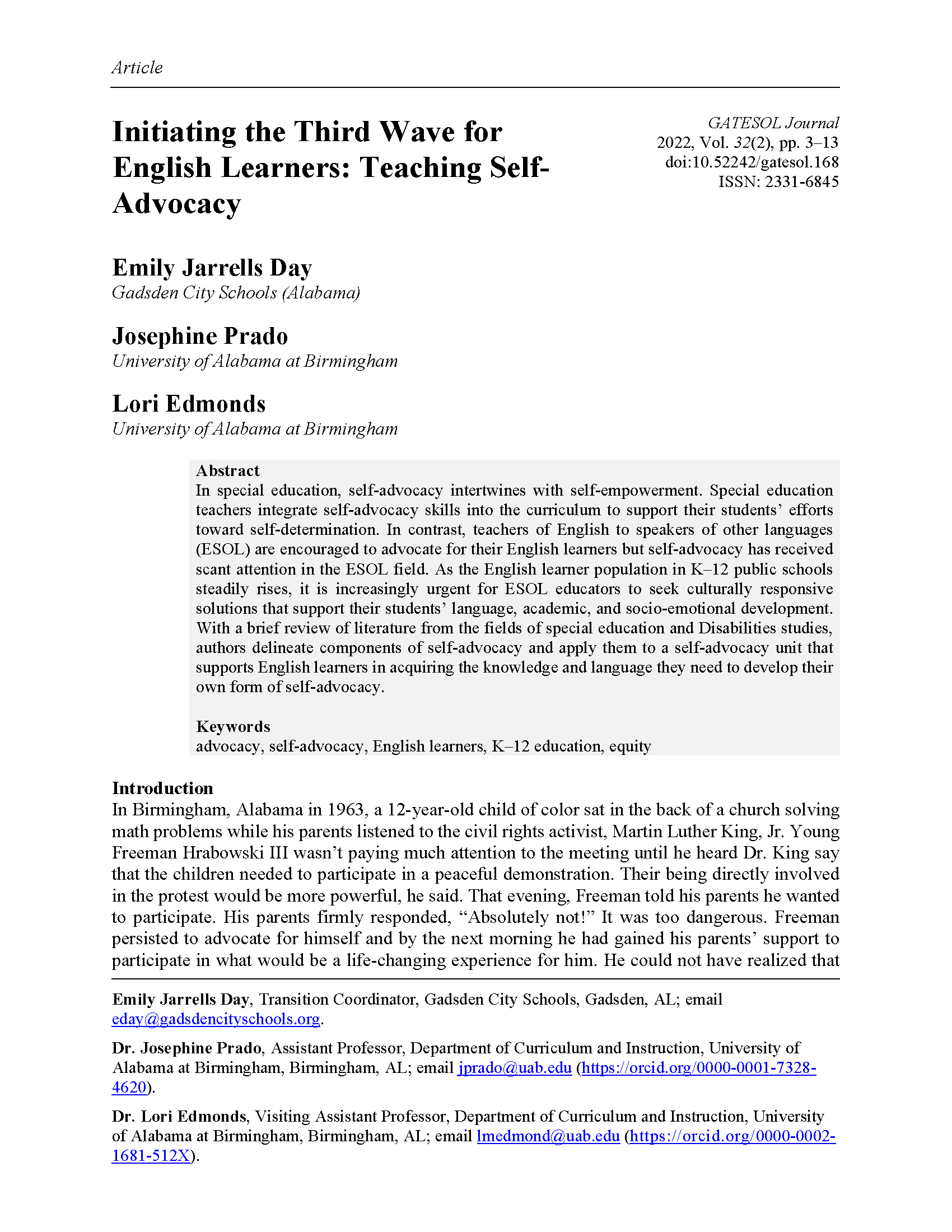 Initiating the Third Wave for English Learners: Teaching Self-Advocacy