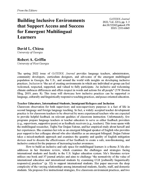 Building Inclusive Environments (Chiesa & Griffin, 2022)